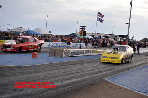 Brent Jones - 'Lawless' (near lane) vs 
Casey Geeslin - 'The Gambler' (far lane)